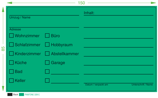 Umzugs-Etiketten 100 x 150mm (Inhalt 50 Stk.)