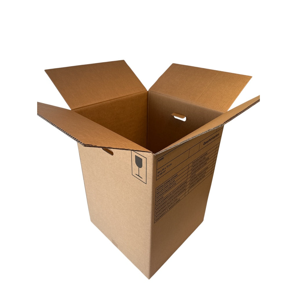 Umzugsboxen Geschirrkarton gross mit Inhalt - braun 500x500x720mm